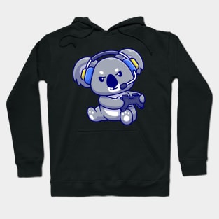 Cute Koala Playing Game With Headphone Cartoon Hoodie